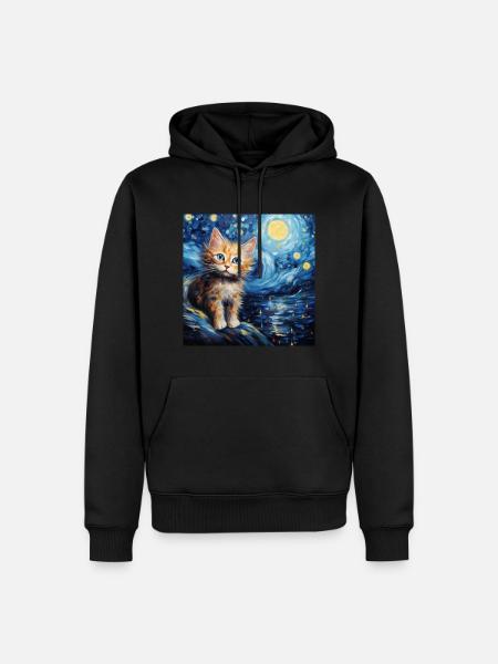 Chat, motif chat, cadeau - Sweat à capuche Premium bio Homme - noir