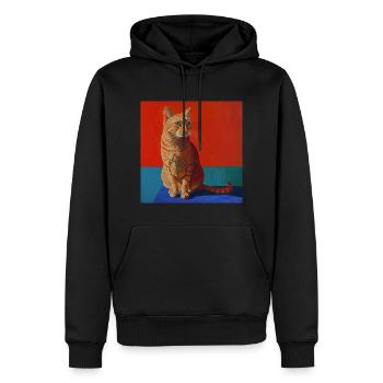 Katze, katzenmotiv, popart, geschenk, geschenkidee - Männer Premium Bio Hoodie - Schwarz - Vorne - Nico (187cm)