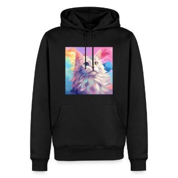 Katze, katzenmotiv, anime, geschenk, geschenkideen - Männer Premium Bio Hoodie - Schwarz - Vorne - Nico (187cm)