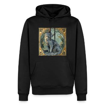 Katze, katzenmotiv, geschenk, geschenkideen katzen - Männer Premium Bio Hoodie - Schwarz - Vorne - Nico (187cm)