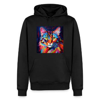 cat, cat motif, colorful, gift, gift ideas - Men’s Premium Organic Hoodie - black - Front - Nico (187cm)