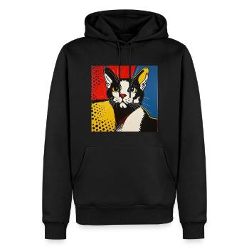 cat, cat motif, comic, gift, gift ideas - Men’s Premium Organic Hoodie - black - Front - Nico (187cm)