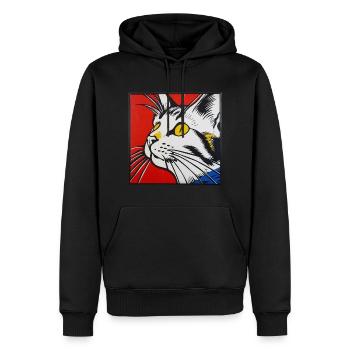 Chat, motif de chat, bande dessinée - Sweat à capuche Premium bio Homme - noir - Devant - Nico (187cm)