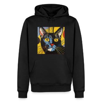 Chat, motif de chat, bande dessinée - Sweat à capuche Premium bio Homme - noir - Devant - Nico (187cm)