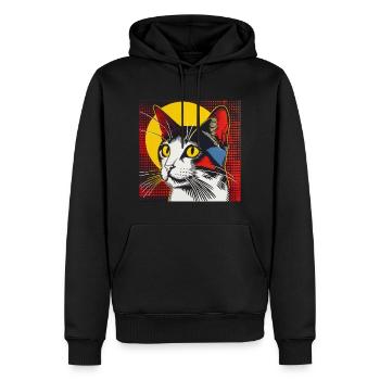 Chat, Motif De Chat - Sweat à capuche Premium bio Homme - noir - Devant - Nico (187cm)