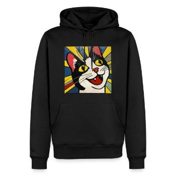 Chat, Motif De Chat - Sweat à capuche Premium bio Homme - noir - Devant - Nico (187cm)
