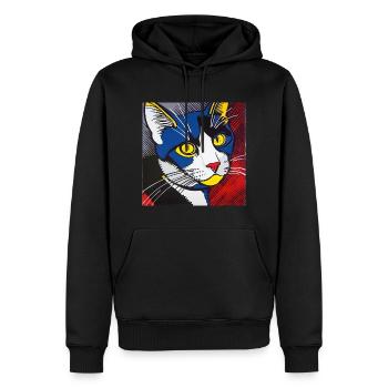 Chat, Motif De Chat - Sweat à capuche Premium bio Homme - noir - Devant - Nico (187cm)