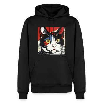 Chat, Motif De Chat - Sweat à capuche Premium bio Homme - noir - Devant - Nico (187cm)