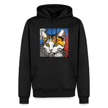 Chat, Motif De Chat - Sweat à capuche Premium bio Homme - noir - Devant - Nico (187cm)