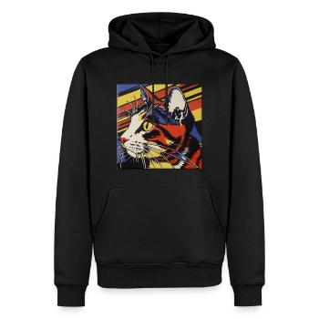 Chat, Motif De Chat - Sweat à capuche Premium bio Homme - noir - Devant - Nico (187cm)