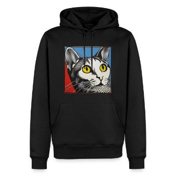 Chat, Motif De Chat - Sweat à capuche Premium bio Homme - noir - Devant - Nico (187cm)
