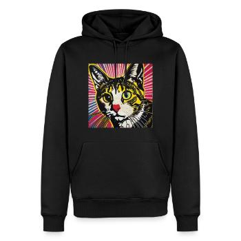 Chat, Motif De Chat - Sweat à capuche Premium bio Homme - noir - Devant - Nico (187cm)