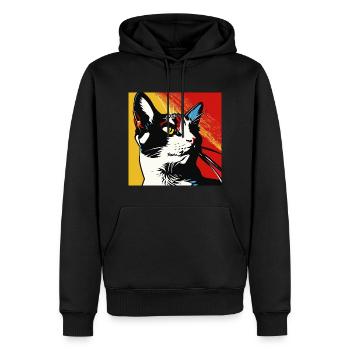 Chat, Motif De Chat - Sweat à capuche Premium bio Homme - noir - Devant - Nico (187cm)
