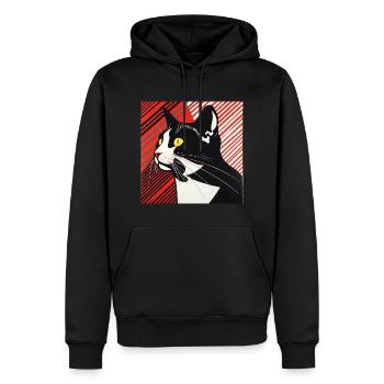 Chat, Motif De Chat - Sweat à capuche Premium bio Homme - noir - Devant - Nico (187cm)