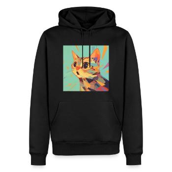 Chat, Motif De Chat - Sweat à capuche Premium bio Homme - noir - Devant - Nico (187cm)