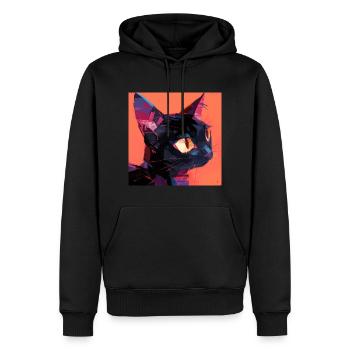Chat, Motif De Chat - Sweat à capuche Premium bio Homme - noir - Devant - Nico (187cm)