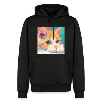 Chat, Motif De Chat - Sweat à capuche Premium bio Homme - noir - Devant - Nico (187cm)