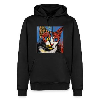 Chat, Motif De Chat - Sweat à capuche Premium bio Homme - noir - Devant - Nico (187cm)