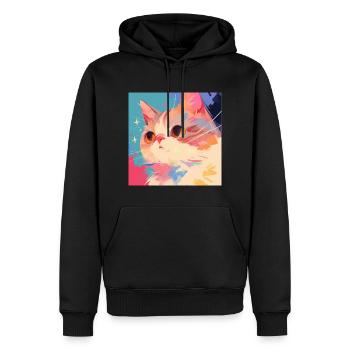 Chat, Motif De Chat - Sweat à capuche Premium bio Homme - noir - Devant - Nico (187cm)