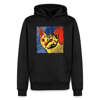 Chat, Motif De Chat - Sweat à capuche Premium bio Homme - noir - Devant - Nico (187cm)