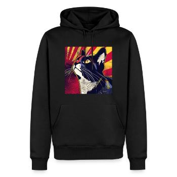 Chat, Motif De Chat - Sweat à capuche Premium bio Homme - noir - Devant - Nico (187cm)