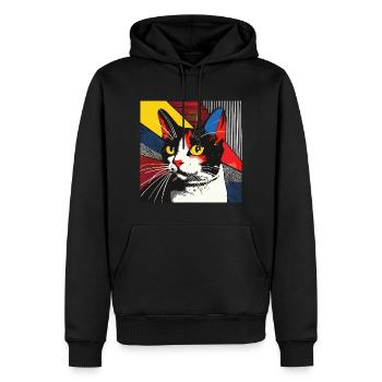 Chat, Motif De Chat - Sweat à capuche Premium bio Homme - noir - Devant - Nico (187cm)