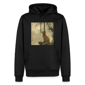 Chat, Motif De Chat - Sweat à capuche Premium bio Homme - noir - Devant - Nico (187cm)