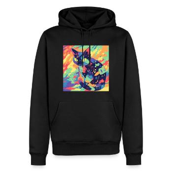 Chat, Motif De Chat - Sweat à capuche Premium bio Homme - noir - Devant - Nico (187cm)