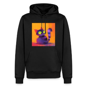 Chat, Motif De Chat - Sweat à capuche Premium bio Homme - noir - Devant - Nico (187cm)