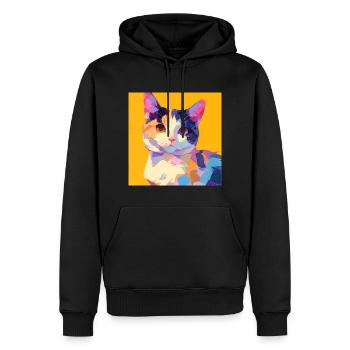Chat, Motif De Chat - Sweat à capuche Premium bio Homme - noir - Devant - Nico (187cm)