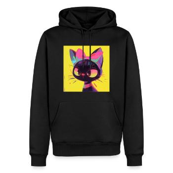Chat, Motif De Chat - Sweat à capuche Premium bio Homme - noir - Devant - Nico (187cm)