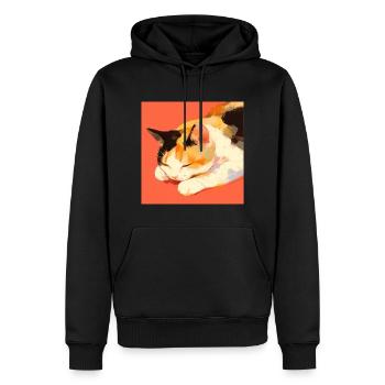 Chat, Motif De Chat - Sweat à capuche Premium bio Homme - noir - Devant - Nico (187cm)