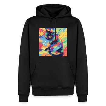 Chat, Motif De Chat - Sweat à capuche Premium bio Homme - noir - Devant - Nico (187cm)