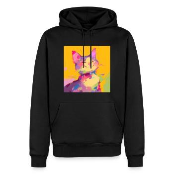Chat, Motif De Chat - Sweat à capuche Premium bio Homme - noir - Devant - Nico (187cm)