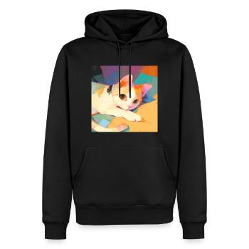 Chat, Motif De Chat - Sweat à capuche Premium bio Homme - noir - Devant - Nico (187cm)