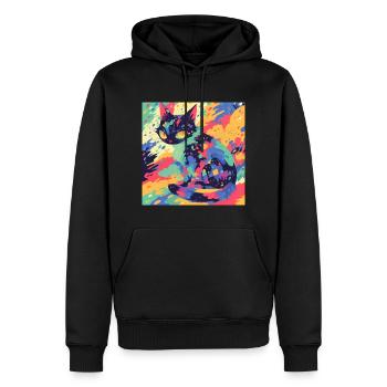 Chat, Motif De Chat - Sweat à capuche Premium bio Homme - noir - Devant - Nico (187cm)