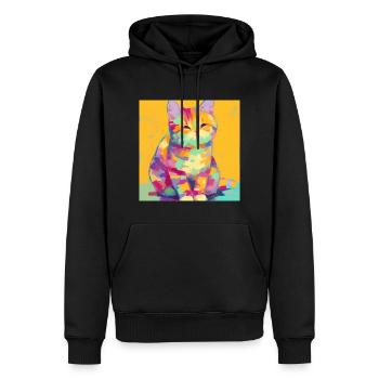 Chat, Motif De Chat - Sweat à capuche Premium bio Homme - noir - Devant - Nico (187cm)