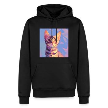 Chat, Motif De Chat - Sweat à capuche Premium bio Homme - noir - Devant - Nico (187cm)