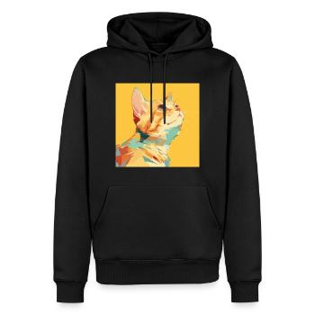 Chat, Motif De Chat - Sweat à capuche Premium bio Homme - noir - Devant - Nico (187cm)
