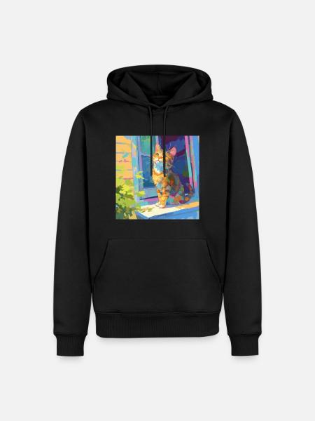Chat, Motif De Chat - Sweat à capuche Premium bio Homme - noir
