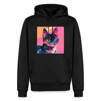 Chat, Motif De Chat - Sweat à capuche Premium bio Homme - noir - Devant - Nico (187cm)