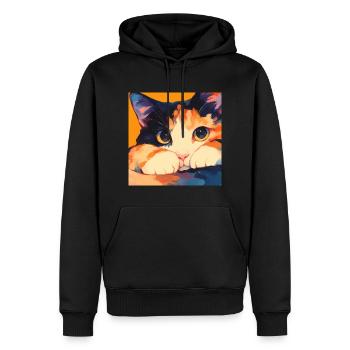 Chat, Motif De Chat - Sweat à capuche Premium bio Homme - noir - Devant - Nico (187cm)