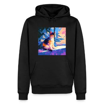 Chat, Motif De Chat - Sweat à capuche Premium bio Homme - noir - Devant - Nico (187cm)