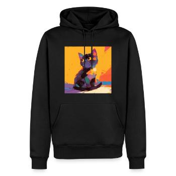 Chat, Motif De Chat - Sweat à capuche Premium bio Homme - noir - Devant - Nico (187cm)