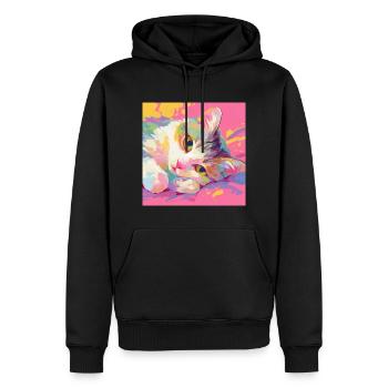 Chat, Motif De Chat - Sweat à capuche Premium bio Homme - noir - Devant - Nico (187cm)