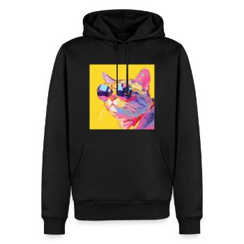 Chat, Motif De Chat - Sweat à capuche Premium bio Homme - noir - Devant - Nico (187cm)
