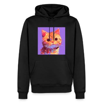 Chat, Motif De Chat - Sweat à capuche Premium bio Homme - noir - Devant - Nico (187cm)