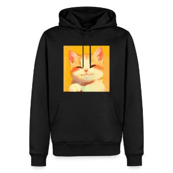 Chat, Motif De Chat - Sweat à capuche Premium bio Homme - noir - Devant - Nico (187cm)