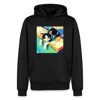 Katze, katzenmotiv - Männer Premium Bio Hoodie - Schwarz - Vorne - Nico (187cm)