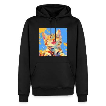 Chat, Motif De Chat - Sweat à capuche Premium bio Homme - noir - Devant - Nico (187cm)